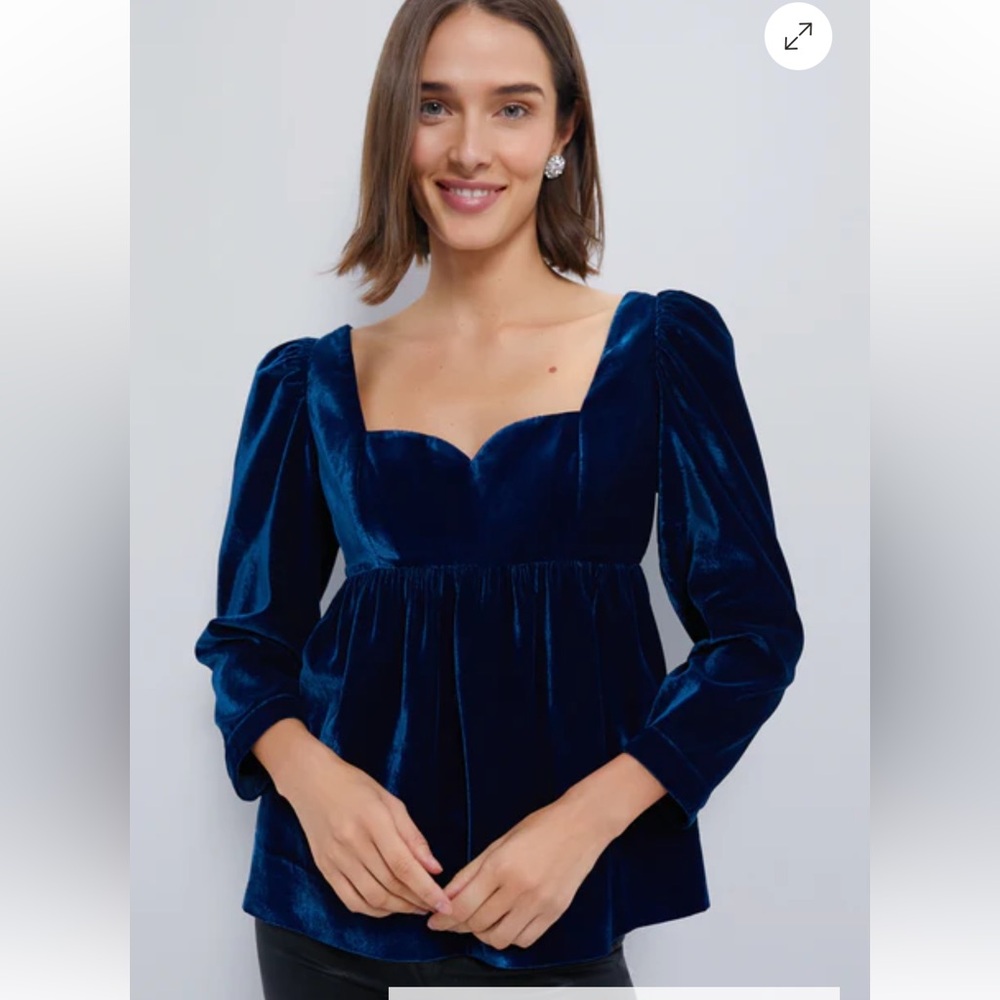 Tuckernuck Navy Velvet Blouse